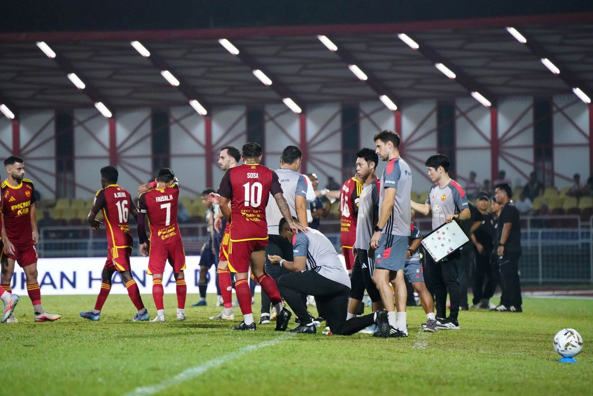 Joel Donés with the Selangor FC staff and players after a match